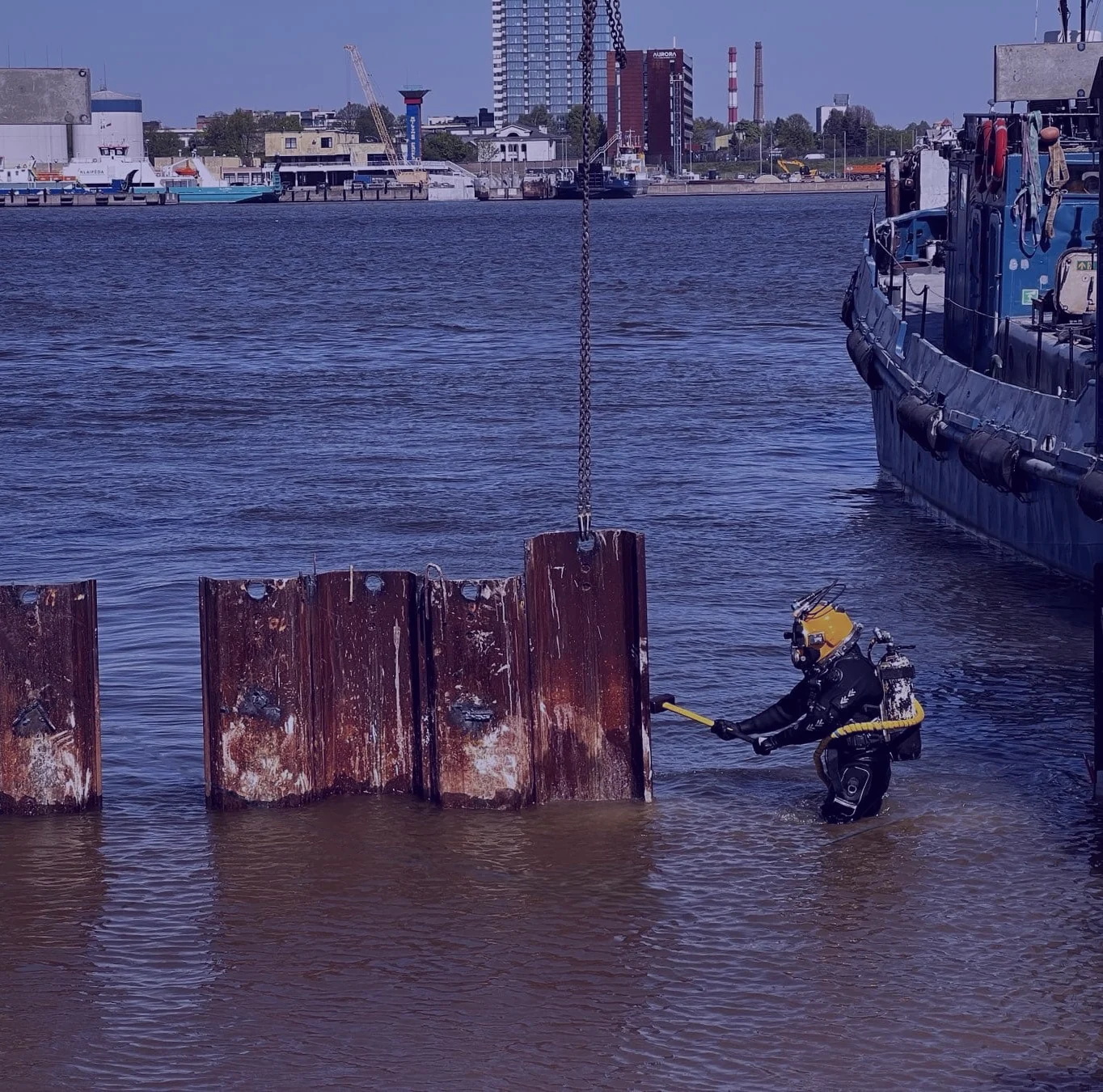 Diver working on marine infrastructure